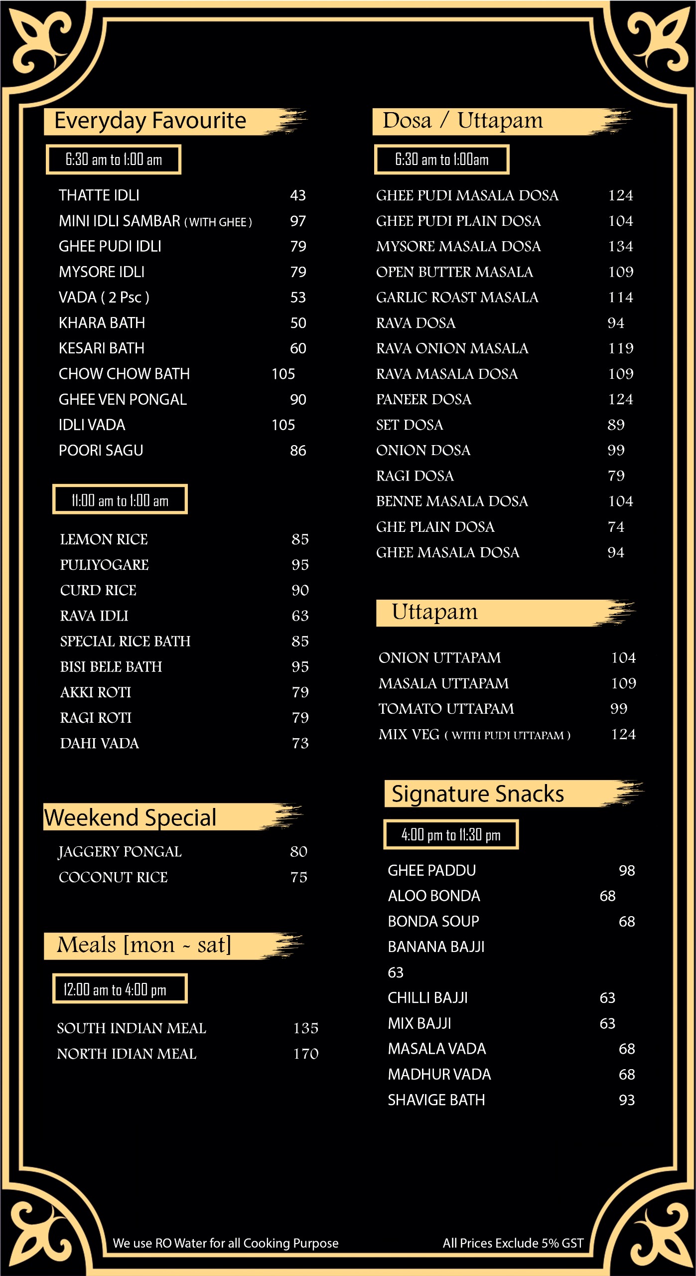 Traditional Menu Page 1